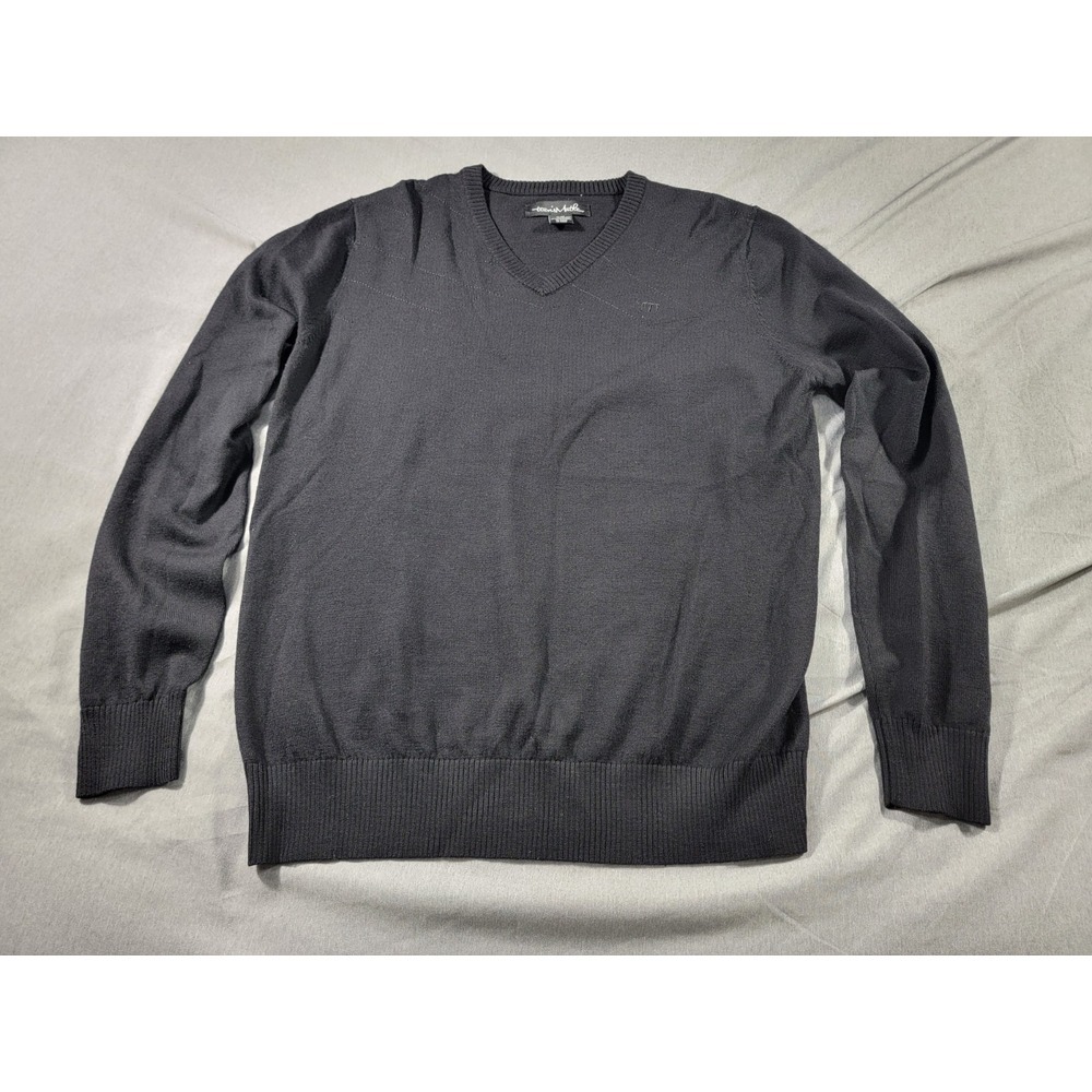 Travis Mathew‎ V Neck 100% Merino Wool Pullover Sweater Mens Medium Black